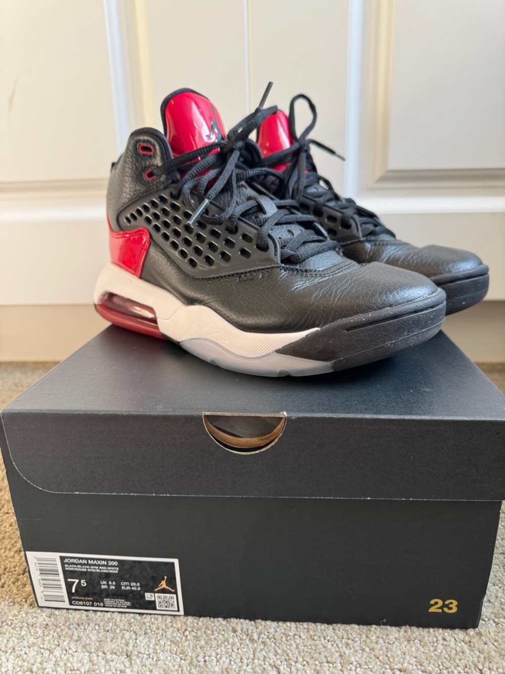 Jordan Black & Red Low-Top Basketball Sneakers